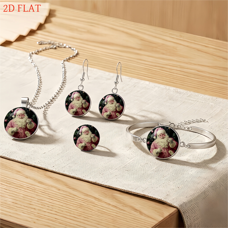 5pc Christmas Santa Claus Ladies Jewelry Set, Festive Gift